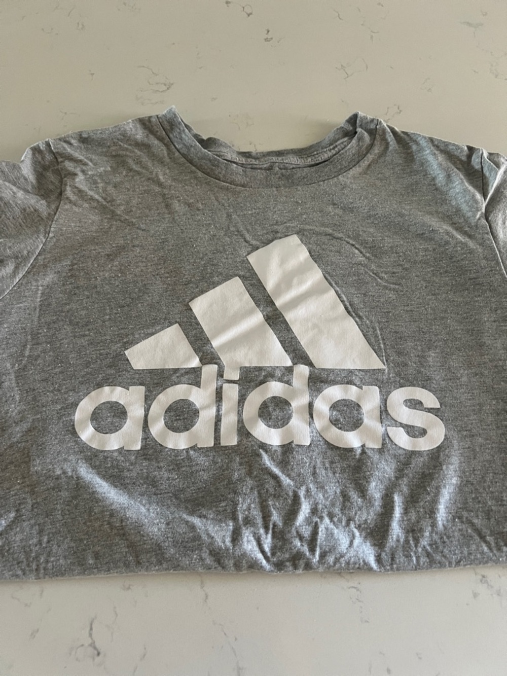 adidas Heather Gray Short Sleeve Tee with White Logo